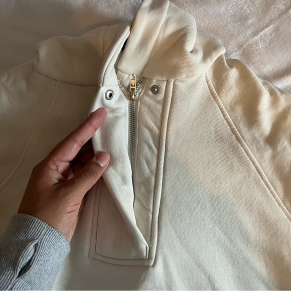 Zara Cream Half Zip Hooded Boxy Sweater size M - Picture 3 of 8